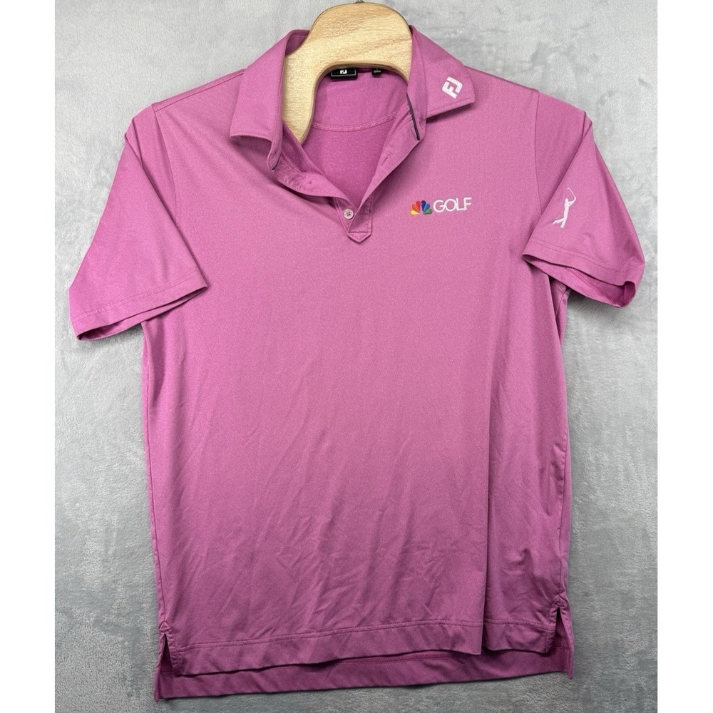 Footjoy Golf Polo Shirt NBC Sports The Players Logo Pink Collar FJ Men's Size L